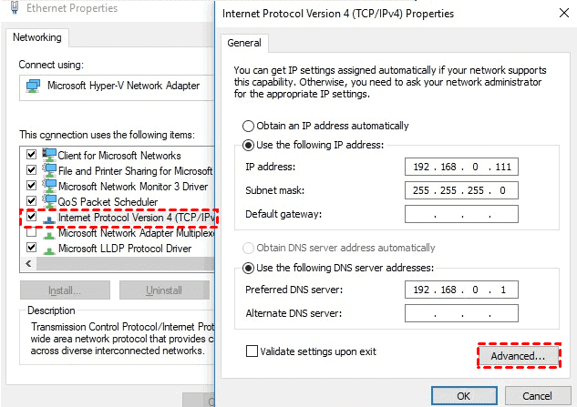 更改网络适配器